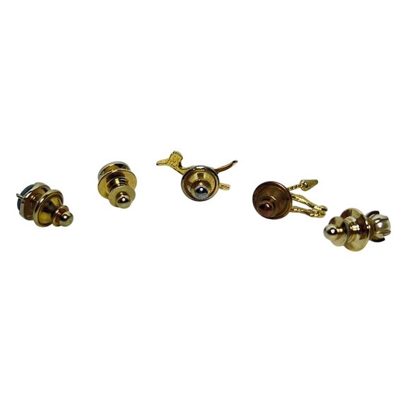 Lot Of 5 Vintage Gold Tone Tie Tacks With Animal & Pearl Designs (6052) - Picture 6 of 6
